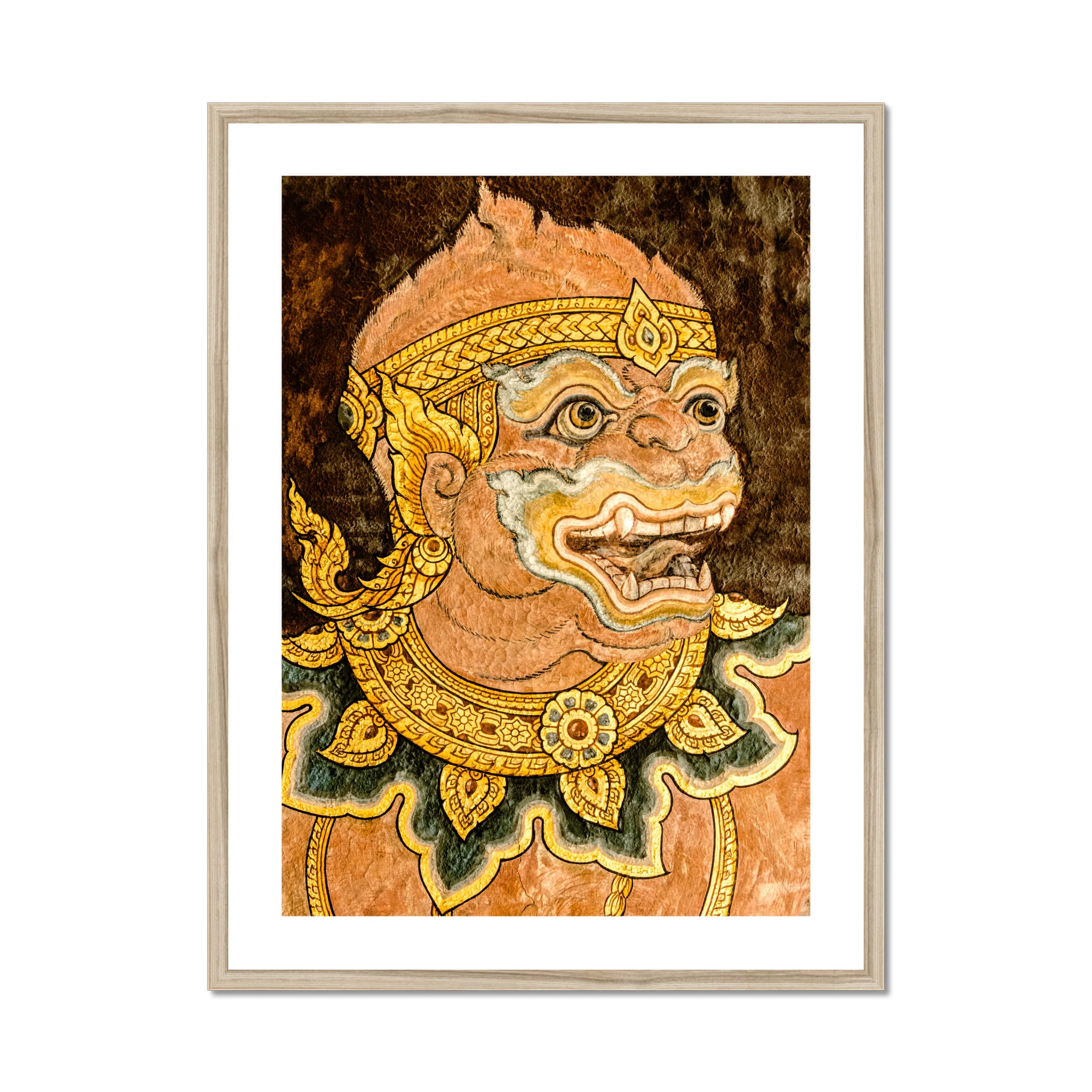 Thai Monkey See - Traditional Fresco Art Print