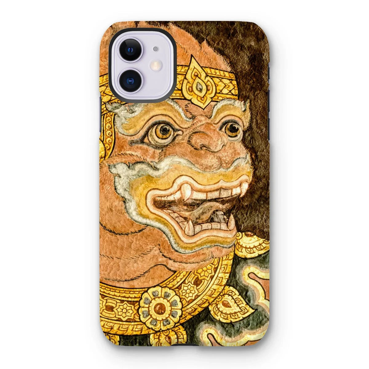 Thai Monkey See - Traditional Fresco Iphone Case, 11 / Matte, Iphone Case Ornate Thai-style Demon Mythical Creature Design