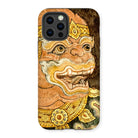 Thai Monkey See - Traditional Fresco Iphone Case, 12 Pro / Matte, Phone Case Colorful Intricate Design Mythical Creature Open