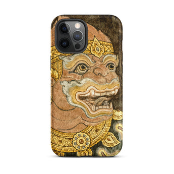 Thai Monkey See - Traditional Fresco Iphone Case 12 Pro Max / Matte Hanuman-themed Phone Case Wat Phra Kaew, Siam’s Legendary Simians,