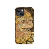 Thai Monkey See - Traditional Fresco Iphone Case 13 / Matte Hanuman-themed Phone Case Wat Phra Kaew, Siam’s Legendary Simians, Grinning