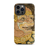 Thai Monkey See - Traditional Fresco Iphone Case 13 Pro Max / Matte Hanuman-themed Phone Case Wat Phra Kaew, Siam’s Legendary Simians,