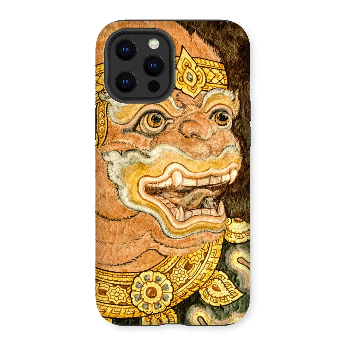 Thai Monkey See - Traditional Fresco Iphone Case, 13 Pro Max / Matte, Phone Case Colorful Ornate Balinese-style Demon Mask Design