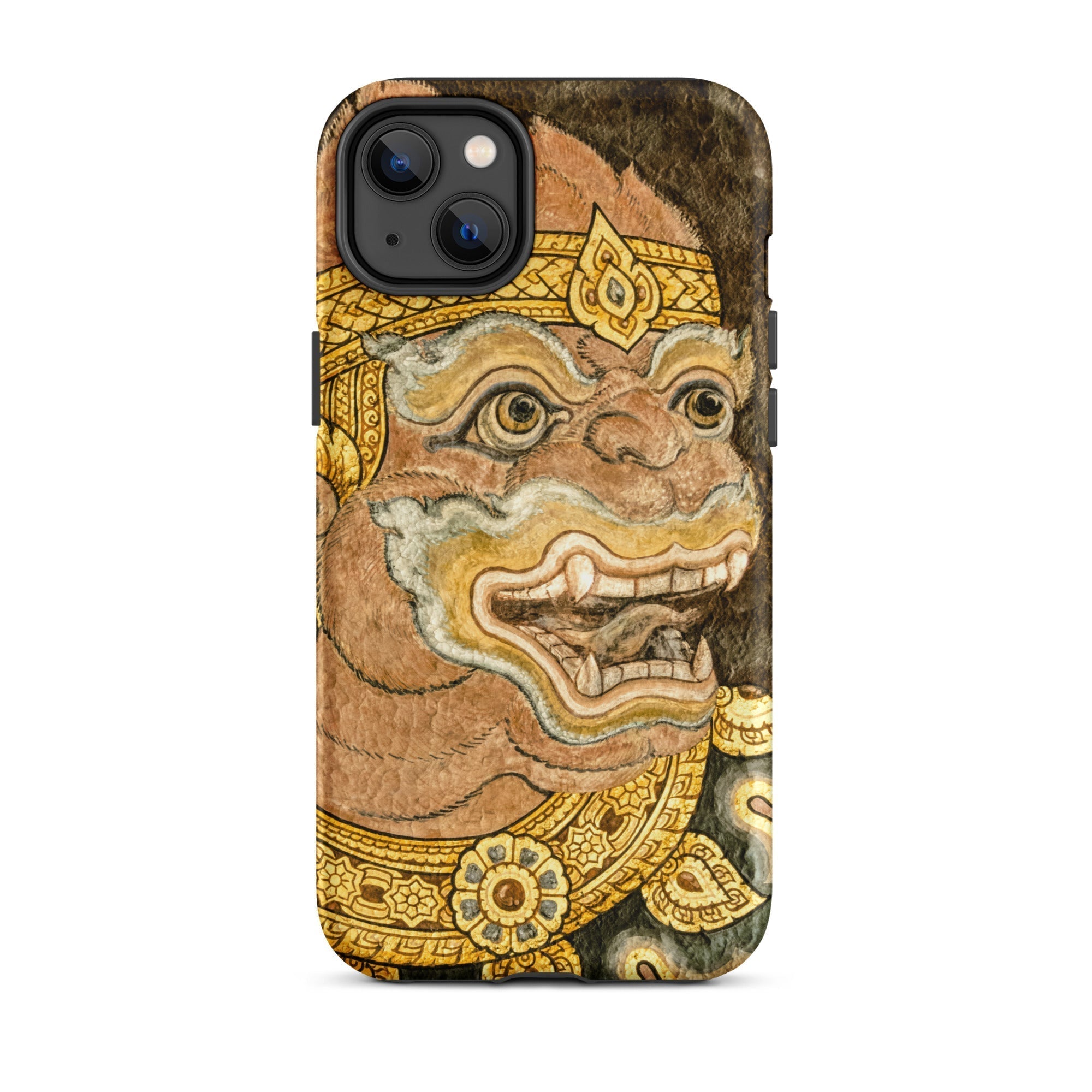 Thai Monkey See Traditional Fresco Iphone Case, 14 Plus / Matte, Phone Case Ornate Monkey Design