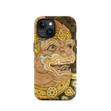 Thai Monkey See - Traditional Fresco Iphone Case 15 / Matte Hanuman-themed Phone Case Wat Phra Kaew, Siam’s Legendary Simians, Grinning