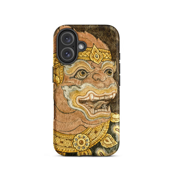 Thai Monkey See - Traditional Fresco Iphone Case 16 / Matte Hanuman-themed Phone Case Wat Phra Kaew, Siam’s Legendary Simians, Grinning