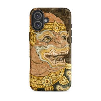 Thai Monkey See - Traditional Fresco Iphone Case, 16 Plus / Matte, Phone Case Hanuman Design