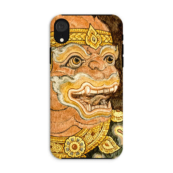 Thai Monkey See - Traditional Fresco Iphone Case Xr / Matte Phone Case Ornate Thai-style Demon Mask Design Golden Wat Phra Kaew, Siam’s