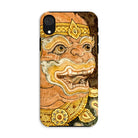 Thai Monkey See - Traditional Fresco Iphone Case, Xr / Matte, Phone Case Ornate Thai-style Demon Mask Design Golden