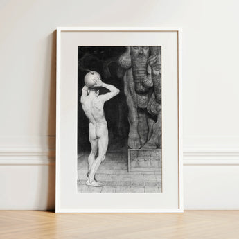 The Anarchist - Sascha Schneider Art Print / Canvas Black-and-white Framed Artwork Nude Figure Apple Head Set Sneider, Schneider’s, Prints