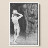 The Anarchist - Sascha Schneider Art Print / Canvas Framed Black-and-white Pencil Nude Figure Spherical Object Head Sneider, Schneider’s,