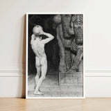 The Anarchist - Sascha Schneider Art Print / Canvas Framed Black-and-white Sketch Nude Male Figure Head Ancient Sneider, Schneider’s, Prints