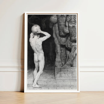 The Anarchist - Sascha Schneider Art Print / Canvas Framed Black-and-white Classical Nude Male Figure Apple Sneider, Schneider’s, Prints