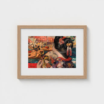 The Balcony - Edward Atkinson Hornel Art Print / Canvas Silken Nape Aglow, Lacquered Hair Pinned, Painted Clouds Convulse Prints