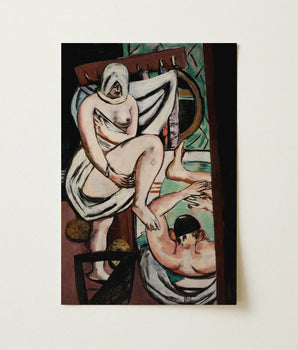 Rectangular Framed Print Cubist-style Painting Two Nude Figures Max Beckmann Art, Woman Steadies