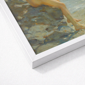 The Bather - Henry Scott Tuke Fine Art Print / Canvas Framed Painting Bare Legs Textured Muted-toned Rocks Soft, Cornish Shoreline, Prints