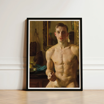The Boxer - Konstantin Andreevic Somov Art Print / Canvas Framed Classical Oil Painting Muscular Nude Male Figure Somov’s ?The Boxer’, M