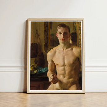The Boxer - Konstantin Andreevic Somov Art Print / Canvas Framed Classical Oil Painting Nude Male Figure Defined Somov’s ?The Boxer’, M