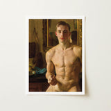 The Boxer - Konstantin Andreevic Somov Art Print / Canvas Framed Painting Nude Young Man Defined Musculature Rendered Somov’s ?The Boxer’, M