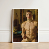 The Boxer - Konstantin Andreevic Somov Art Print / Canvas Framed Classical-style Painting Nude Young Man Defined Musculature Somov’s ?The B