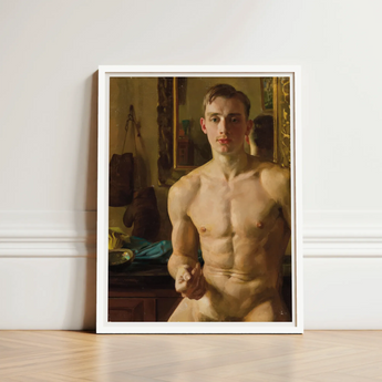 The Boxer - Konstantin Andreevic Somov Art Print / Canvas Framed Classical Oil Painting Nude Male Figure Defined Somov’s ?The Boxer’, M