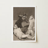 The Chinchillas - Francisco De Goya Art Print / Canvas Sepia-toned Framed Dramatic Scene Three Figures Dark, Ignorance Gnaws, Blind