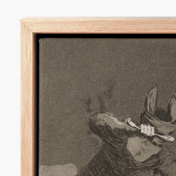 The Chinchillas - Francisco De Goya Art Print / Canvas Light Wood-framed Dark-toned Sketch-style Illustration Figure, Ignorance Gnaws,