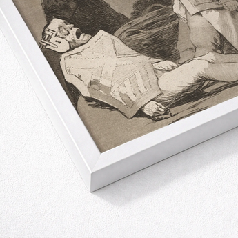 The Chinchillas - Francisco De Goya Art Print / Canvas White Framed Artwork Detailed Black-and-white Sketch Figure Anatomical, Ignorance