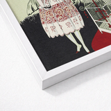 Framed Art Print Stylized Illustration Woman White Dress Captivating Pochoir, Bon Ton, Gazette Du