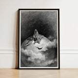 The Death - Gustave Dore Art Print / Canvas Black-framed Artwork Skeletal Figure Draped Cloth Seated Atop, Mercy Carved, Prints