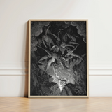 The Fall of Man - Gustave Dore Art Print / Canvas Black-and-white Framed Artwork Dramatic Detailed Illustration Angels Flight Milton’s