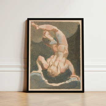 The First Book of Urizen - William Blake Art Print / Canvas Framed Artwork Nude Figure Acrobatic Pose Rendered Soft Single Male Body, Legs