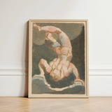 The First Book of Urizen - William Blake Art Print / Canvas Framed Artwork Nude Figure Acrobatic Pose Rendered Soft Single Male Body, Legs