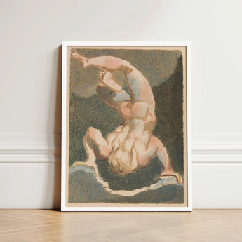 The First Book of Urizen - William Blake Art Print / Canvas Framed Artwork Nude Figure Acrobatic Pose Rendered Soft Single Male Body, Legs