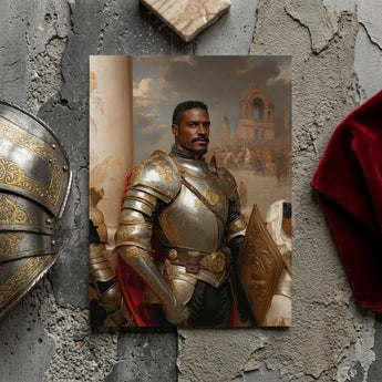 The General - Vintage Gay Military Art Print / Canvas Framed Portrait Man Ornate Silver Gold Armor Red Marvel, Classical Renaissance