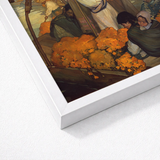White Framed Art Print Vibrant Painting People Gathered Saturnino Herrán Opens, Young Boatman Drives, Punting Pole Straight, Loose Shirt,