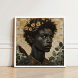 The one - Gay Black God Art Print / Canvas Framed Digital Artwork Portrait Person Dark Skin Adorned, Queer, Bold Statements Prints