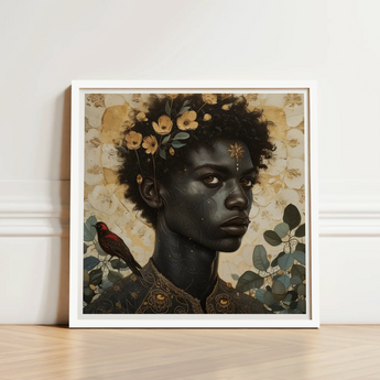 The one - Gay Black God Art Print / Canvas Framed Artwork Portrait Woman Dark Curly Hair, Queer, Bold Statements Prints