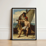 The Sailor’s Tattoo - Constantin Jean Marie Prevost Art Print / Canvas Framed Classical Painting Two Men Ship’s Deck Rendered, Romantic