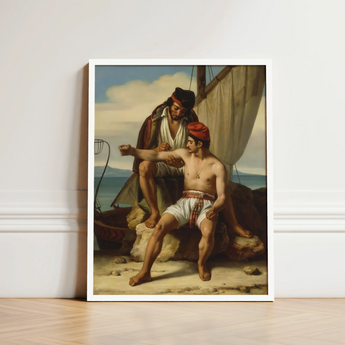 The Sailor’s Tattoo - Constantin Jean Marie Prevost Art Print / Canvas Framed Classical Painting Two Men Nautical Scene Seated, Romantic