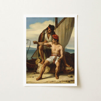 The Sailor’s Tattoo - Constatin Jean Marie Prevost Art Print / Canvas Two Men, Romantic Academician Prévost, Compresses, Entire Maritime