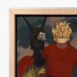 The Shaman - Sascha Schneider Art Print / Canvas Framed Painting Figure Red Robes Golden Flame-like Crown Aureate Flames Sculpting,