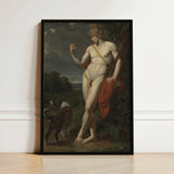 The Shepherd - Jean Baptiste Frederic Desmarais Art Print / Canvas Black-framed Classical Painting Nude Male Figure Golden Laurel Phrygian