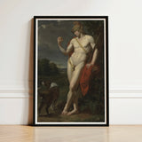 The Shepherd - Jean Baptiste Frederic Desmarais Art Print / Canvas Black-framed Classical Painting Nude Male Figure Golden Laurel Phrygian