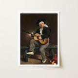 The Spanish Singer - Edouard Manet Art Print / Canvas, Tears, Working Guitarist Caught, Mid-phrase, Black Bolero Hat, Throwing, Shadow,
