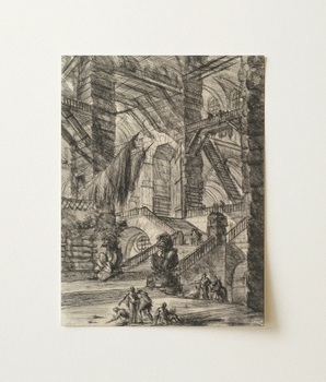 Detailed Black-and-white Sketch Ancient Grand Architectural Interior Stone Giovanni Battista Piranesi, Art, Print