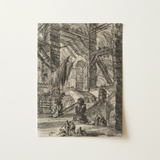 The Staircase with Trophies - Giovanni Battista Piranesi Art Print / Canvas Detailed Black-and-white Sketch Ancient Grand Architectural