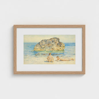 The Sunbathers - Henry Scott Tuke Fine Art Print / Canvas Boyhood’s Transitory Reverie, Tuke’s Brush Unfurls, Sea’s Aquamarine Shimmer