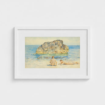 The Sunbathers - Henry Scott Tuke Fine Art Print / Canvas Boyhood’s Transitory Reverie, Tuke’s Brush Unfurls, Sea’s Aquamarine Shimmer