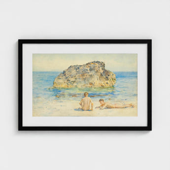 The Sunbathers - Henry Scott Tuke Fine Art Print / Canvas Boyhood’s Transitory Reverie, Tuke’s Brush Unfurls, Sea’s Aquamarine Shimmer